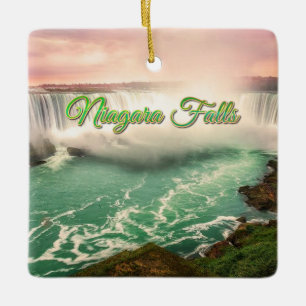 Adorno De Cerámica Cataratas del Niágara, atardecer de Canadá estiliz