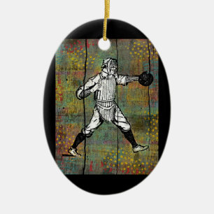 Adorno De Cerámica Catcher de béisbol Ornament Colorful Wood