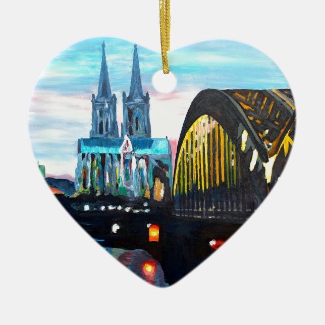 Adorno De Cerámica Catedral de Colonia con Hohenzollernbridge (Frente)