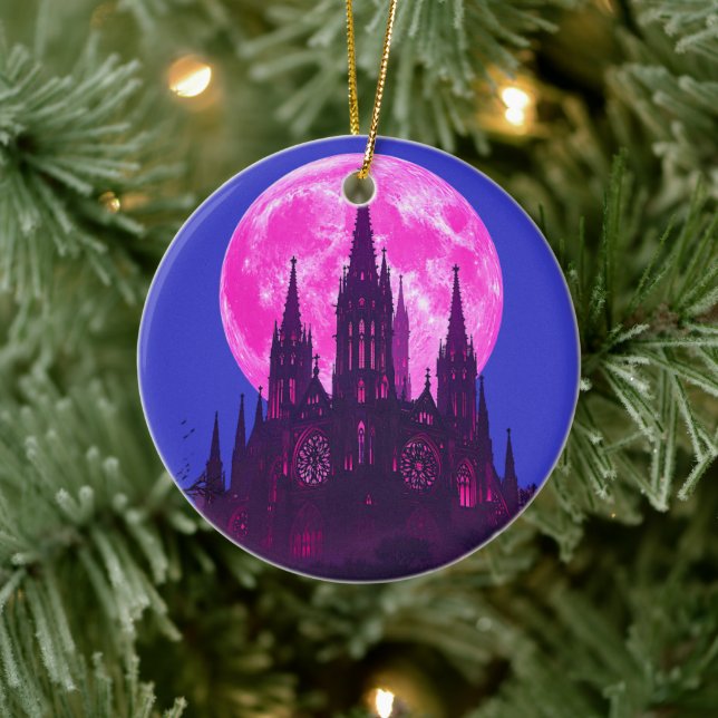 Adorno De Cerámica Catedral gótica de la Luna Rosa (Árbol)