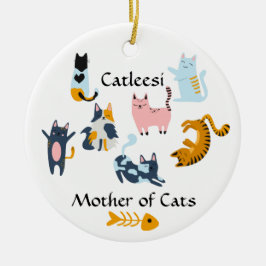Adorno De Cerámica Catleesi, madre de gatos