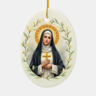 Adorno De Cerámica Católica Santa Catalina de Siena