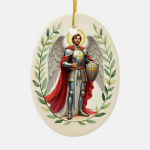 Adorno De Cerámica Católico de San Miguel Arcángel