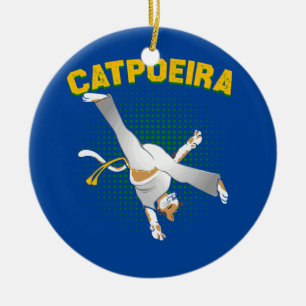 Adorno De Cerámica Catpoeira Gato Gatito Danza Lucha Artes Marciales
