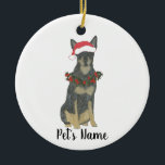 Adorno De Cerámica Cattledog Heeler (Azul)<br><div class="desc">Haz la lista este año con un adorno de tu pequeño elfo favorito! Para los regalos más dulces,  ¡emparejételos con una impresión de arte equivalente u otro artículo de mi colección!</div>