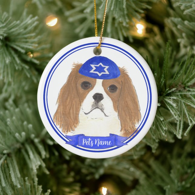 Adorno De Cerámica Cavalier Hanukkah Yarmulke (Árbol)