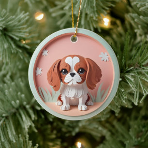 Adorno De Cerámica Cavalier King Charles Pink Pastel Cortar papel