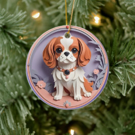 Adorno De Cerámica Cavalier King Charles Purple Pastel de papel