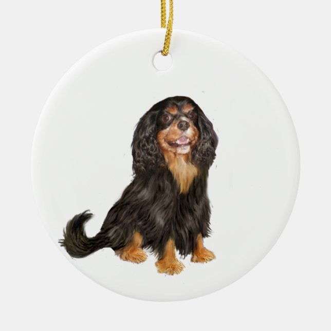 Adorno De Cerámica Cavalier King Charles (R) - Negro y tostado.png (Frente)