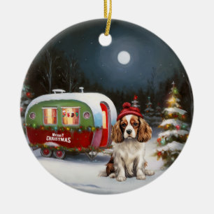 Adorno De Cerámica Cavalier King Charles Spaniel Caravana Navidad 