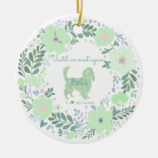 Adorno De Cerámica Cavalier King Charles Spaniel - Mint Green Custom (Frente)