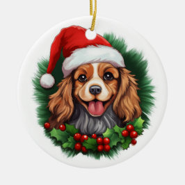 Adorno De Cerámica Cavalier King Charles Spaniel Wreath