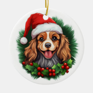 Adorno De Cerámica Cavalier King Charles Spaniel Wreath