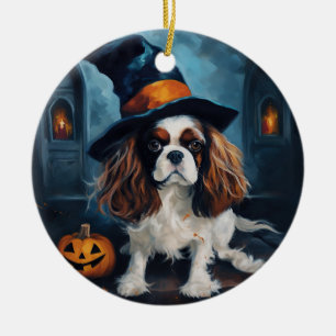 Adorno De Cerámica Cavalier King Pumpkins Halloween Scary