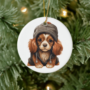 Adorno De Cerámica Cavalier personalizado King Charles Spaniel Dog Ar