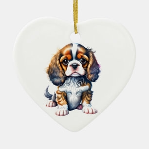 Adorno De Cerámica Cavalier personalizado King Charles Spaniel Puppy