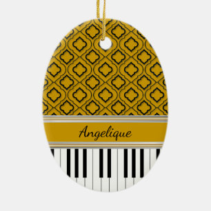 Adorno De Cerámica Cayos de piano personalizados con papel negro en e