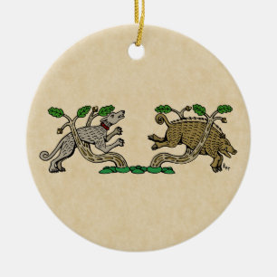 Adorno De Cerámica Caza Boar Medieval