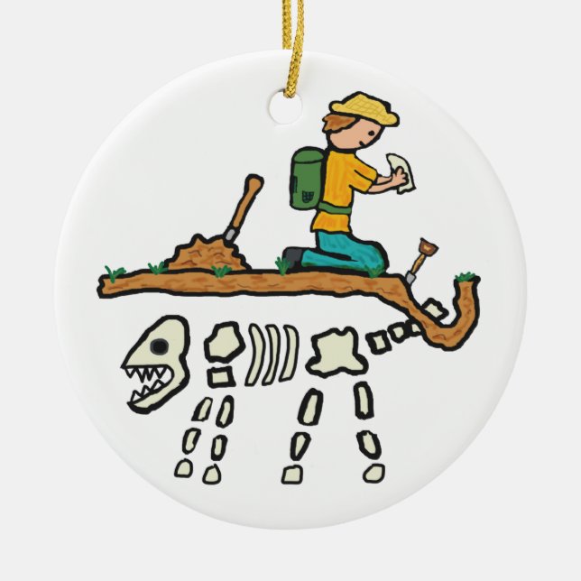 Adorno De Cerámica Caza de fósiles (Frente)