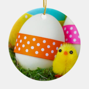 Adorno De Cerámica caza de huevos de pascua de pollo