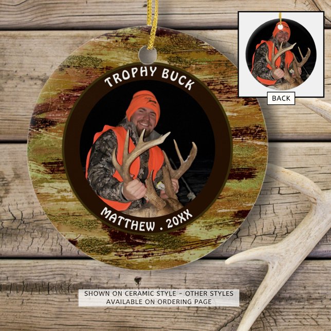 Adorno De Cerámica Cazador TROPHY BUCK Camouflage Foto conmemorativa (Subido por el creador)