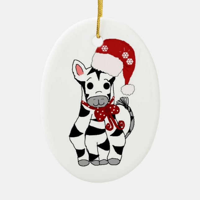 Adorno De Cerámica Cebra de Navidad (Frente)