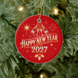 Adorno De Cerámica Celebración de Año Nuevo 2027 Feliz