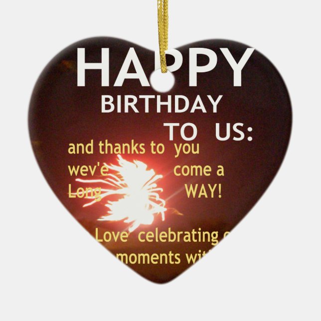 Adorno De Cerámica Celebración de fuegos artificiales con mensaje de  (Frente)