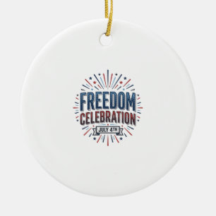 Adorno De Cerámica Celebración de la Libertad 4 de Julio Diseño de Ca
