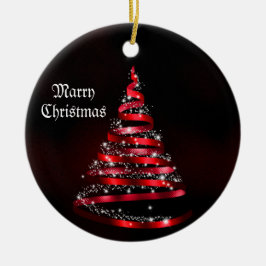 Adorno De Cerámica Celebración de Navidad Cinta Roja Brillante Árbol