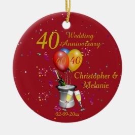 Adorno De Cerámica Celebración del 40° Aniversario del Boda burbujea