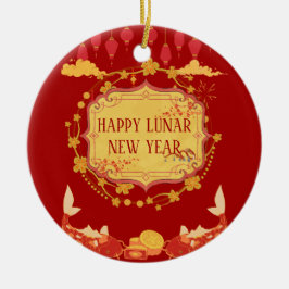 Adorno De Cerámica Celebración del Año Nuevo Lunar: Una noche de aleg