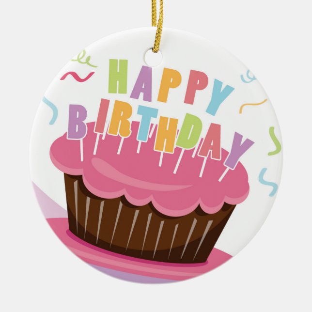Adorno De Cerámica celebración del feliz cumpleaños (Frente)