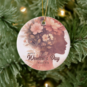 Adorno De Cerámica Celebración elegante del Día de la Mujer Floral 8