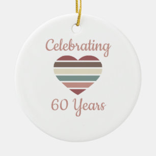 Adorno De Cerámica Celebrando 60 años de aniversario de bodas