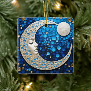 Adorno De Cerámica Celeste: Mujer en la luna