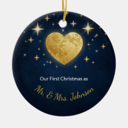 Adorno De Cerámica Celestial Vows Personalized Wedding Ornament