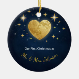 Adorno De Cerámica Celestial Vows Personalized Wedding Ornament