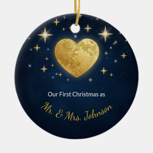 Adorno De Cerámica Celestial Vows Personalized Wedding Ornament (Frente)