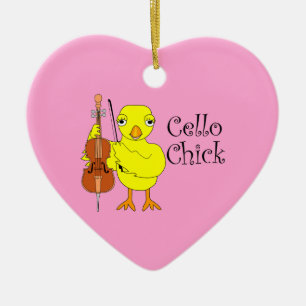 Adorno De Cerámica Cello Chick Text