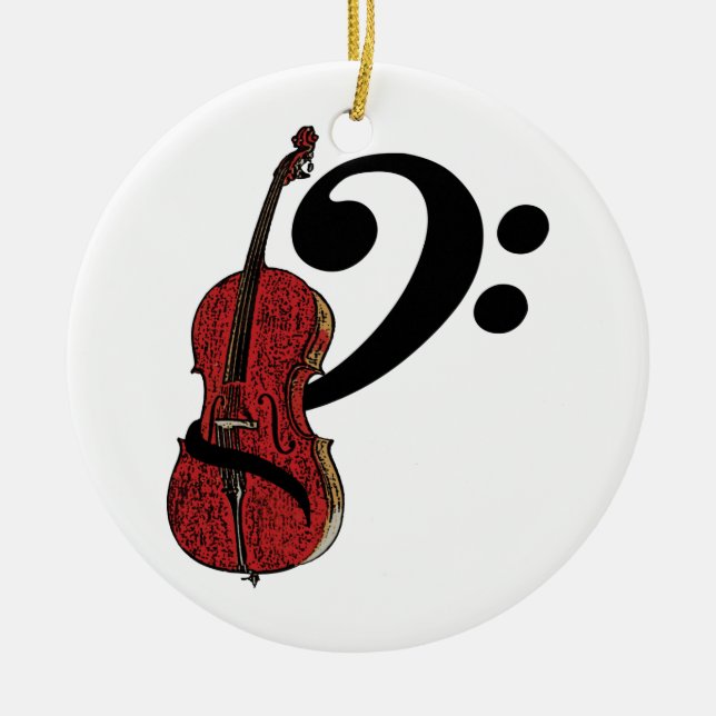 Adorno De Cerámica Cello Clef (Frente)