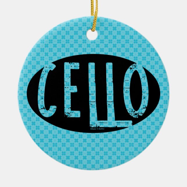 Adorno De Cerámica Cello Oval Rough Text (Frente)