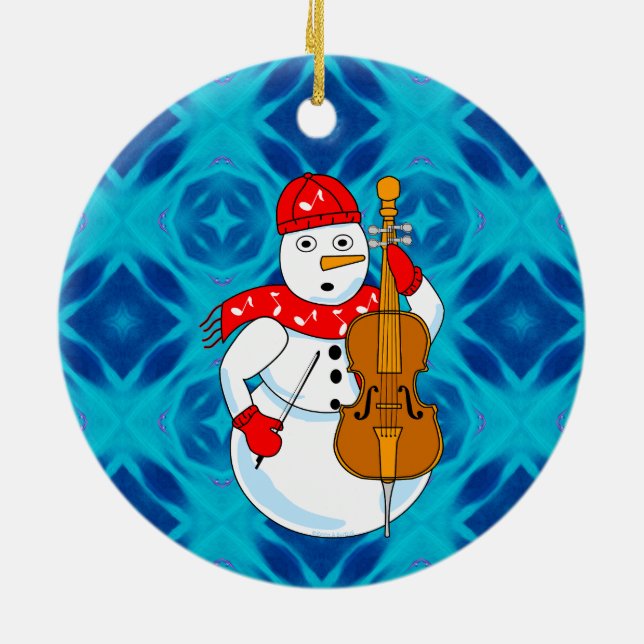Adorno De Cerámica Cello Snowman (Atrás)