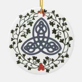 Adorno De Cerámica Celtic Triskele with Holly and Ivy Ornament