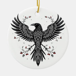 Adorno De Cerámica Celtic Winter Raven Christmas Ornament