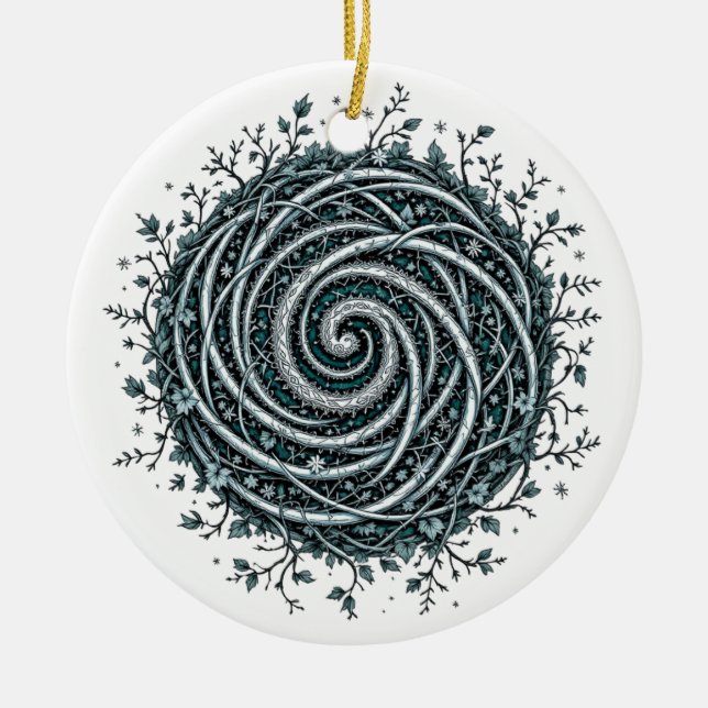 Adorno De Cerámica Celtic Winter Spiral Christmas Ornament (Frente)