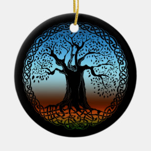 Adorno De Cerámica Celtic Wisdom Tree (versión de la tierra)