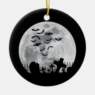 Adorno De Cerámica Cementerio de la Luna Llena de Halloween Graveyard