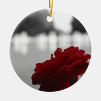 Adorno De Cerámica Cementerio y Rosa Roja - Día de la Conmemoración