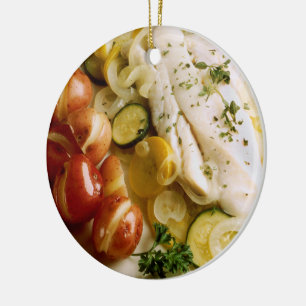 Adorno De Cerámica Cena cocida de los pescados